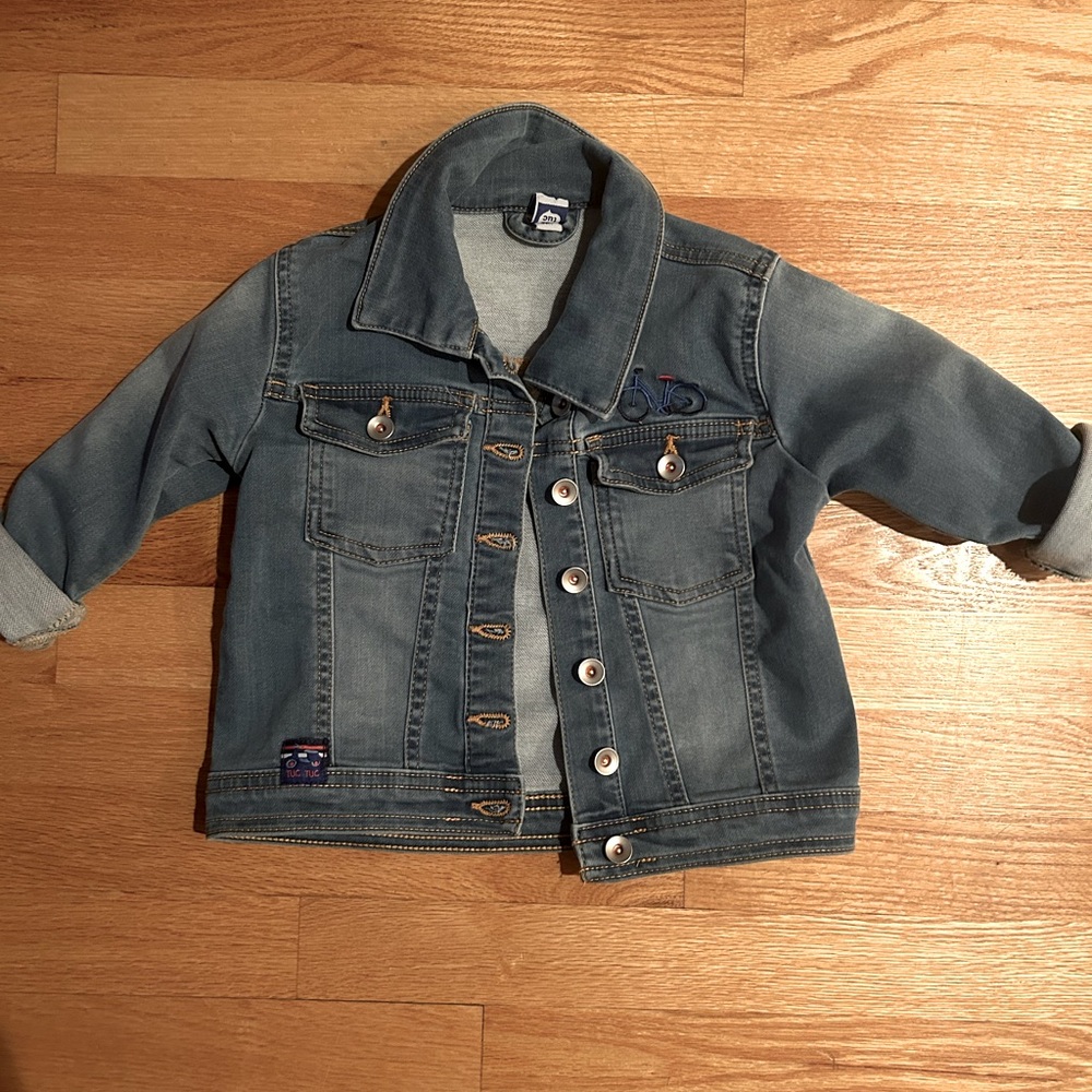 NWOT Jean jacket with bicycle appliqué